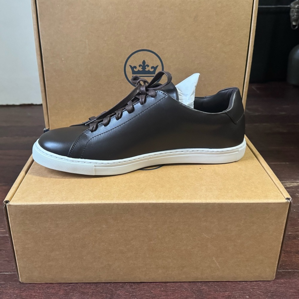 Peter Millar Chocolate Leather Sneakers